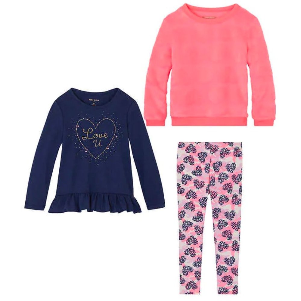 NWT BCBG Girls Kids' 3-piece Set, Pink and Navy
